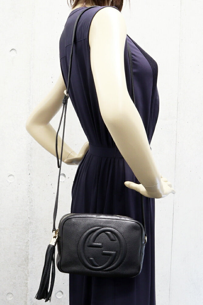 Luxury Gucci Trending 2025 Soho Disco Calf Shoulder Bag Black