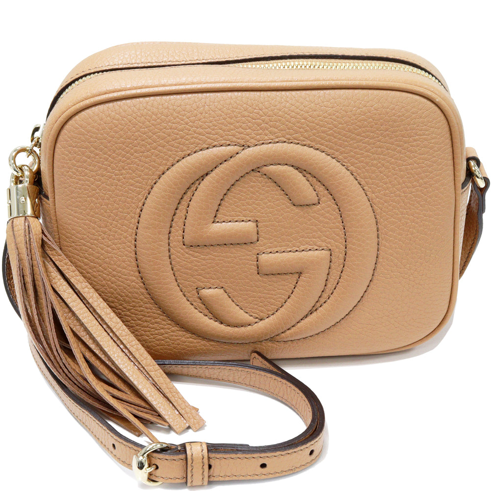 Luxury Gucci Trending 2025 Soho Small Disco Calf Leather Shoulder Bag Beige 308364