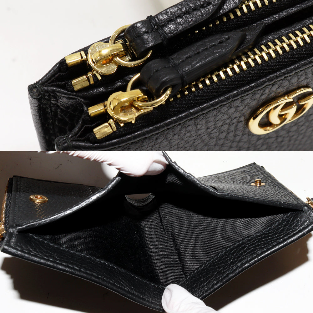 Luxury Gucci Trending 2025 Bifold Wallet GG Marmont Compact Black