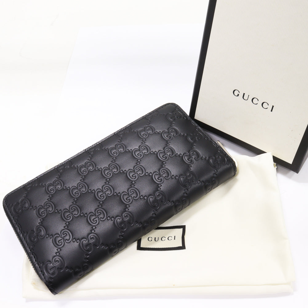 Luxury Gucci Trending 2025 Black Leather Zip-Around Long Wallet 473928