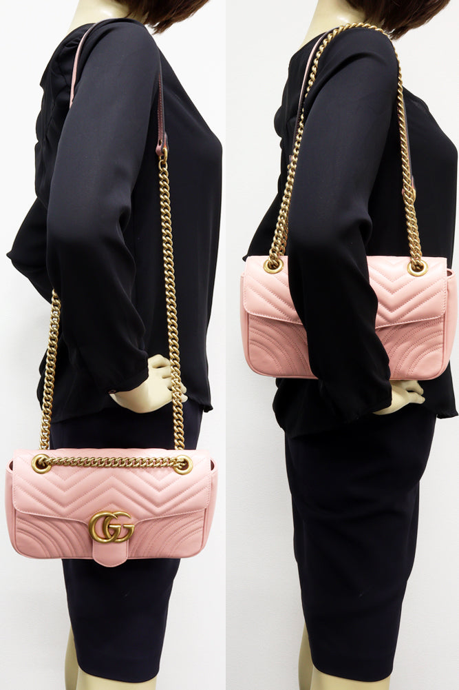 Luxury Gucci Trending 2025 GG Marmont Quilted Shoulder Bag Pink