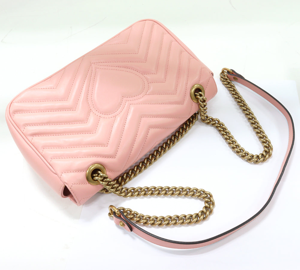 Luxury Gucci Trending 2025 GG Marmont Quilted Shoulder Bag Pink