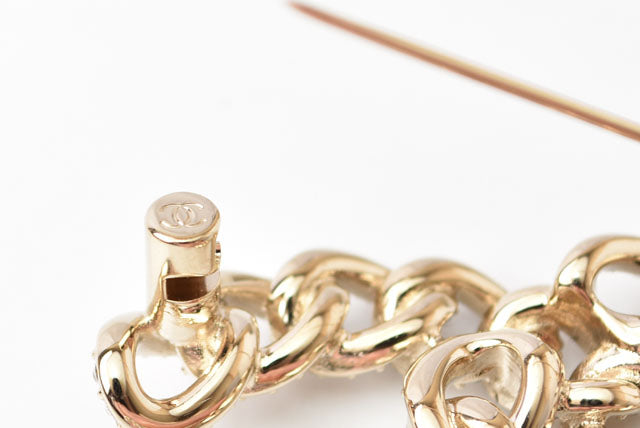 Chanel Brooch Coco Mark Rhinestone Gold/Black