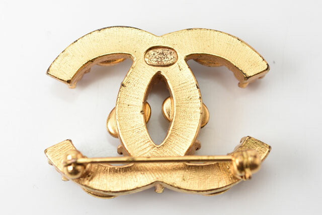 Chanel Brooch Coco Mark Color Stone Gold