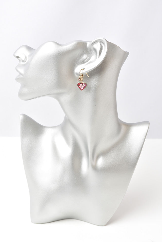 Chanel Swing Earrings CC Mark Heart Motif Pink Gold