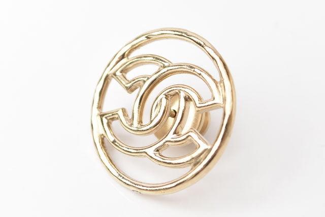 Chanel Metal Brooch Circle Coco Mark Gold