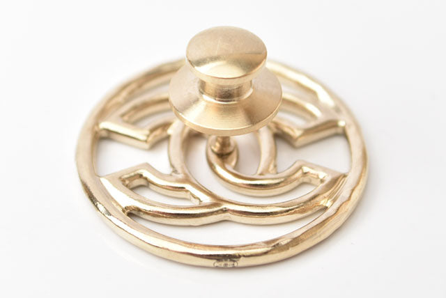 Chanel Metal Brooch Circle Coco Mark Gold