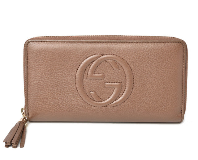 Luxury Gucci Trending 2025 Leather Long Wallet Round Zipper Soho Interlocking G