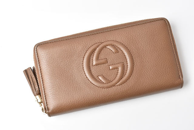 Luxury Gucci Trending 2025 Leather Long Wallet Round Zipper Soho Interlocking G