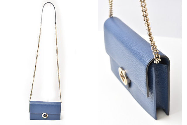 Luxury Gucci Trending 2025 Leather Chain Shoulder Bag/Wallet/Clutch Interlocking G Blue