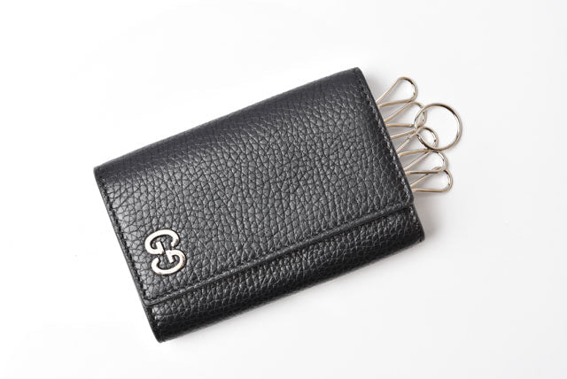 Luxury Gucci Trending 2025 Leather Key Case/Key Holder Black/Silver