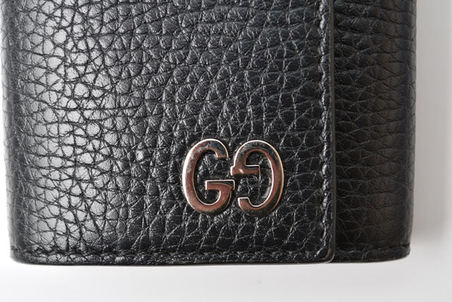 Luxury Gucci Trending 2025 Leather Key Case/Key Holder Black/Silver
