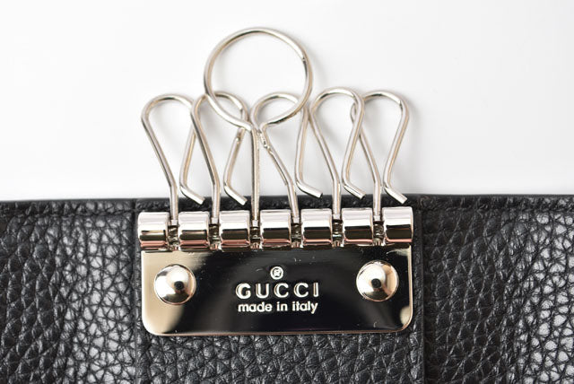 Luxury Gucci Trending 2025 Leather Key Case/Key Holder Black/Silver
