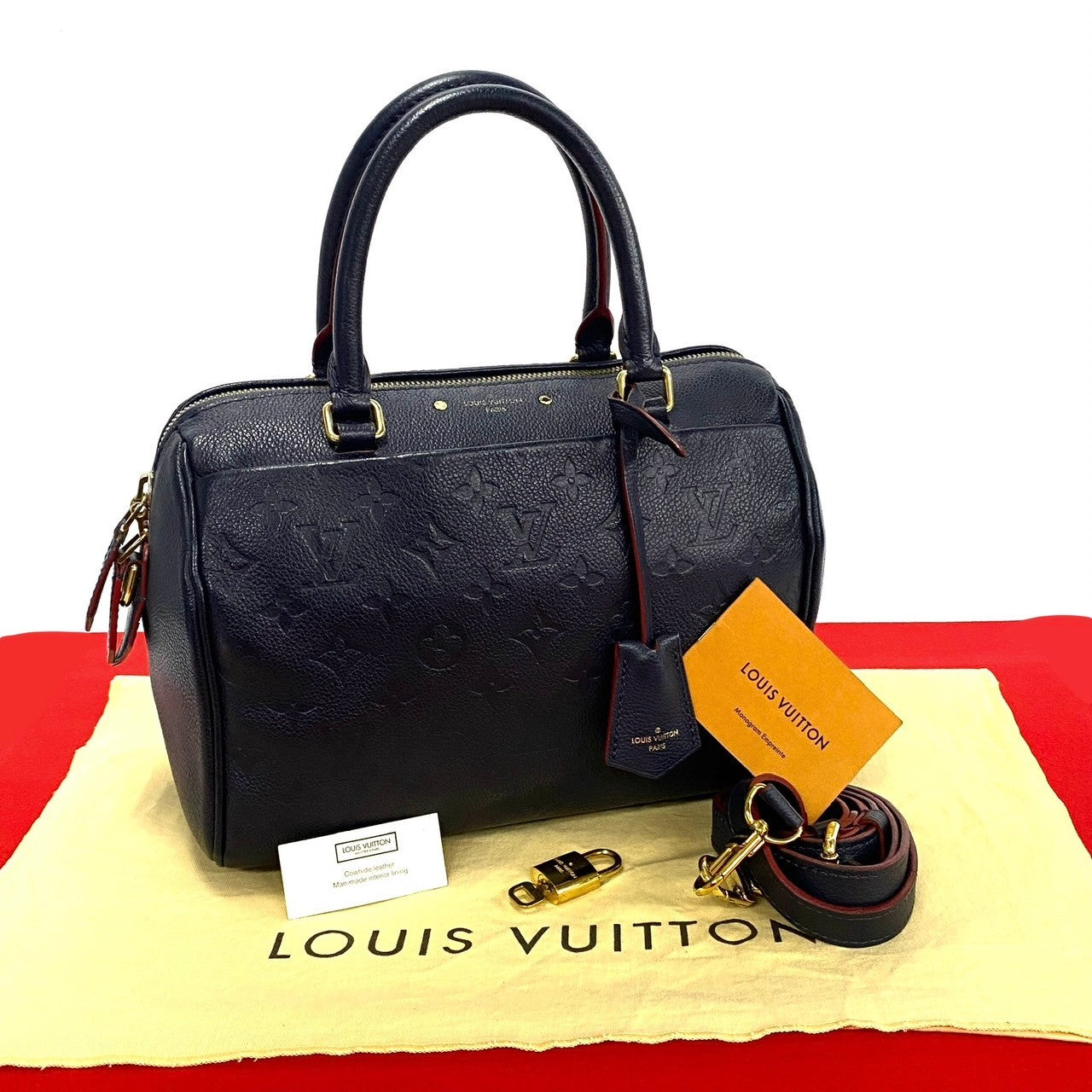 LOUIS VUITTON Shoulder Bag leather Navy Monogram Ann Platt Speedy bandouliere