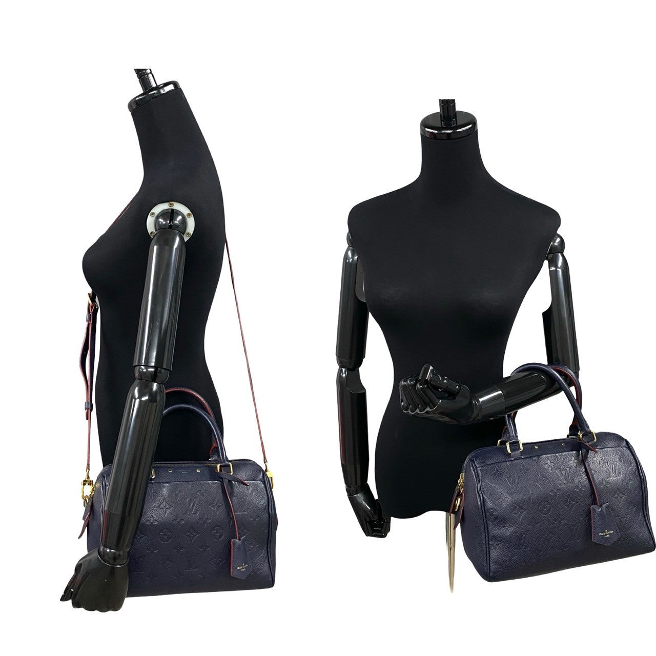 LOUIS VUITTON Shoulder Bag leather Navy Monogram Ann Platt Speedy bandouliere