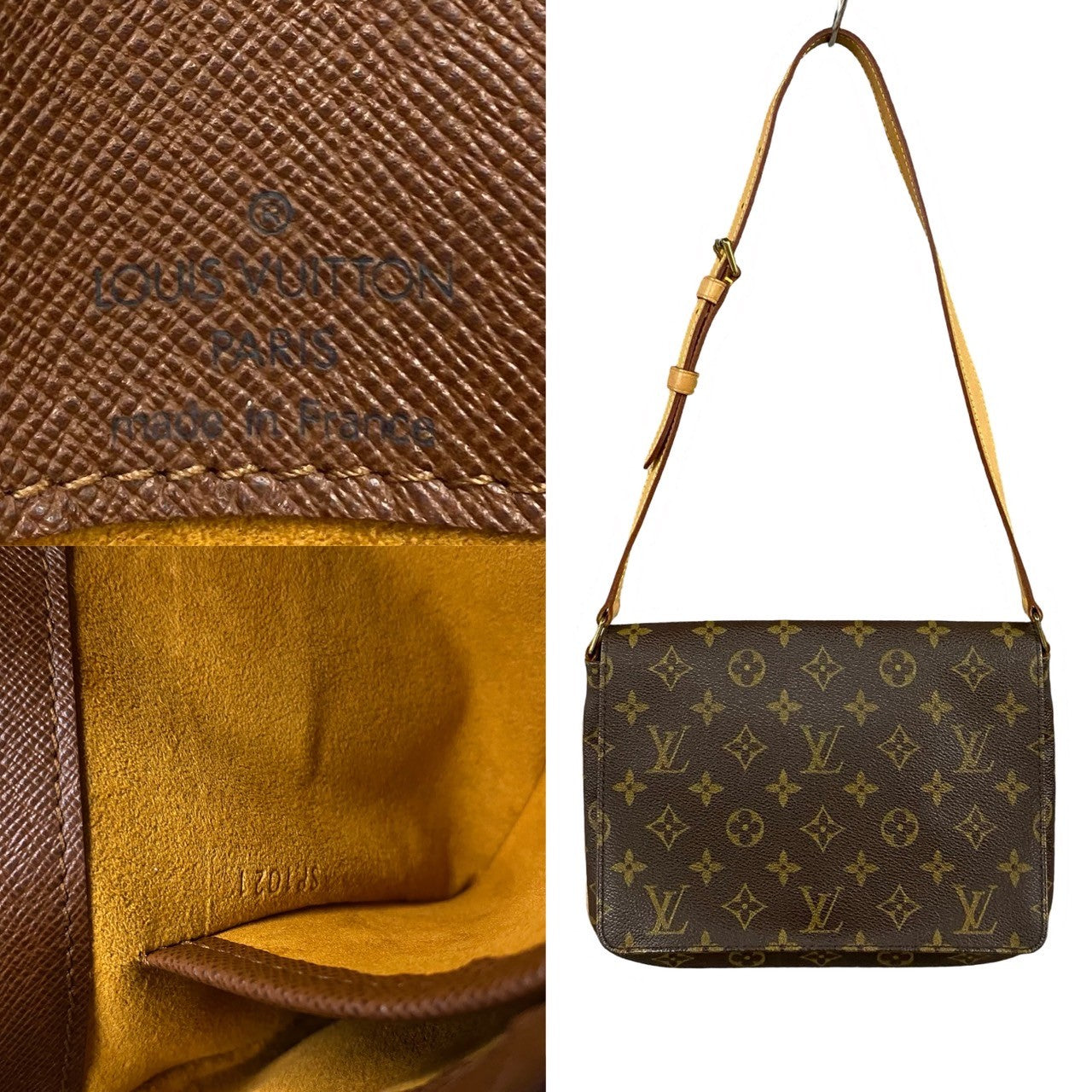 LOUIS VUITTON Shoulder Bag leather Brown Monogram Musette tango