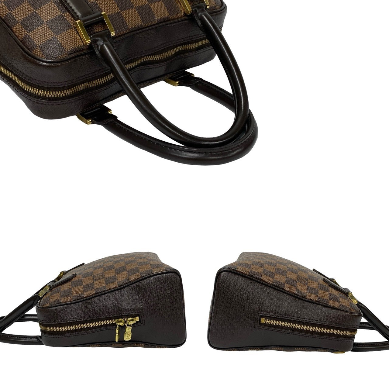 Louis Vuitton Damier Leather Brera Handbag Brown