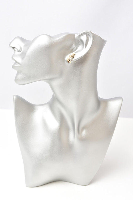 Chanel Double CC Mark Rhinestone Earrings Gold/Silver