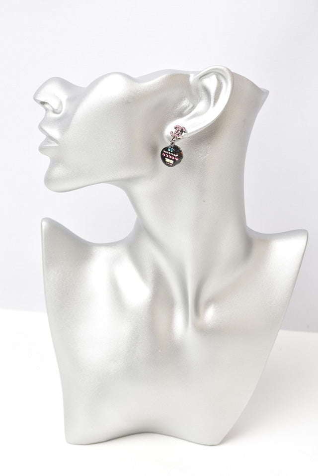 Chanel CC Circle Rhinestone Earrings