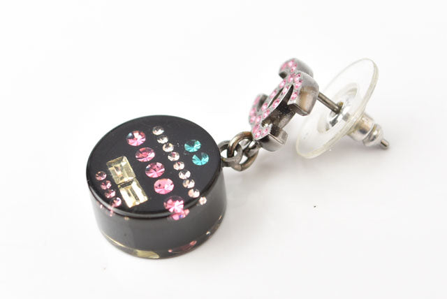 Chanel CC Circle Rhinestone Earrings