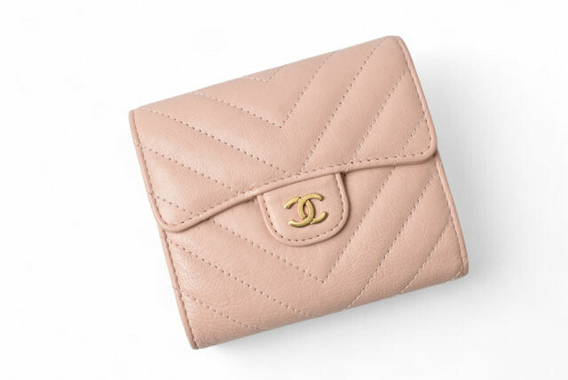 Chanel Mini Trifold Wallet Chevron Leather