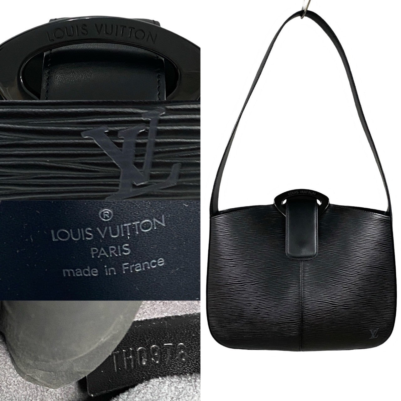 LOUIS VUITTON Shoulder Bag Epi Leather black Epi Revli