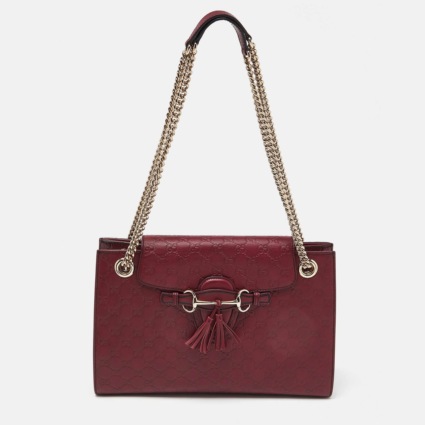 Luxury Gucci Trending 2025 Red Luxury Gucci Trending 2025ssima Leather Large Emily Chain Shoulder Bag