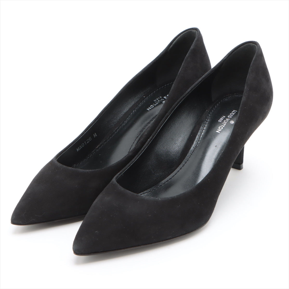 Louis Vuitton 16 Years Leather X Suede Pump 35 1/2  Black MA0126 LV Circle Logo