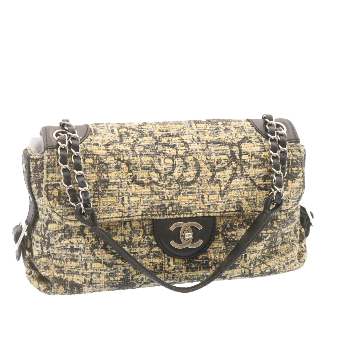 Luxury Chanel Camellia Icon Turn lock Chain Flap ShoulderBag Beige Black CC  24396A
