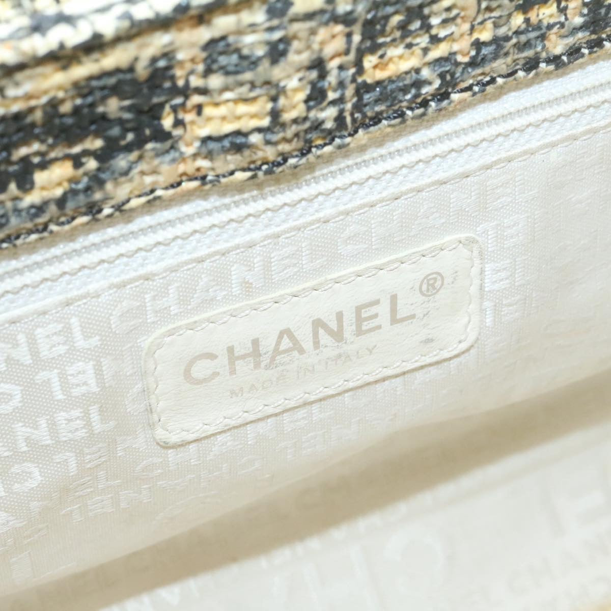 CHANEL Camellia Icon Turn lock Chain Flap ShoulderBag Beige Black CC  24396A