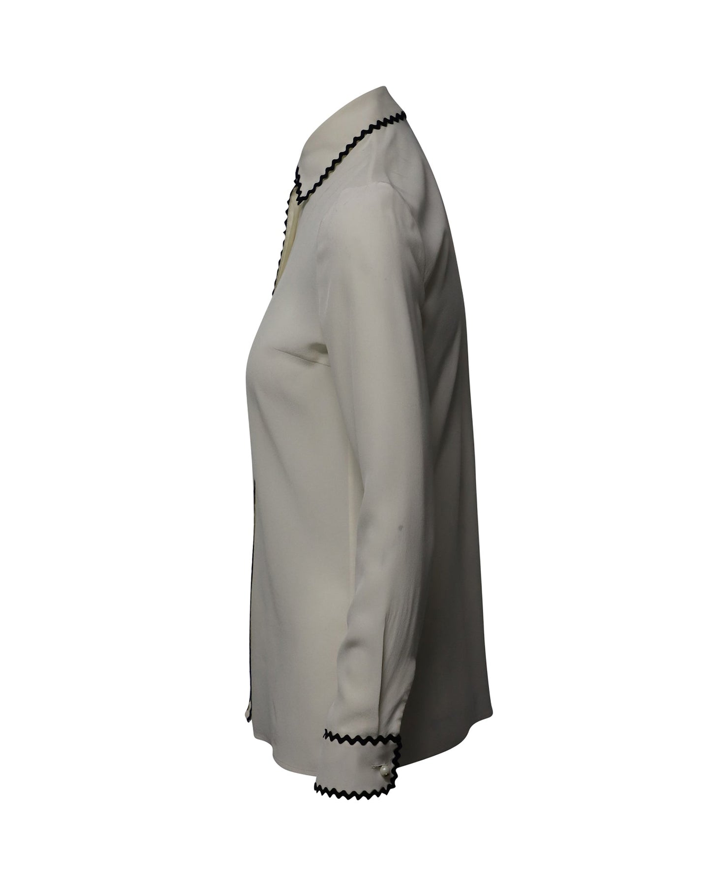Luxury Gucci Trending 2025 Shirt Blouse with Zigzag Edges in Cream Silk