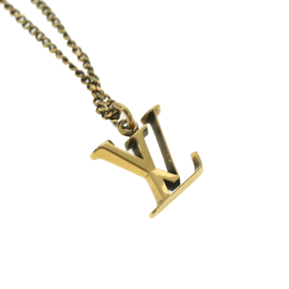 LOUIS VUITTON Coral LV Initials Necklace Metal Red Gold M68903 LV 24655
