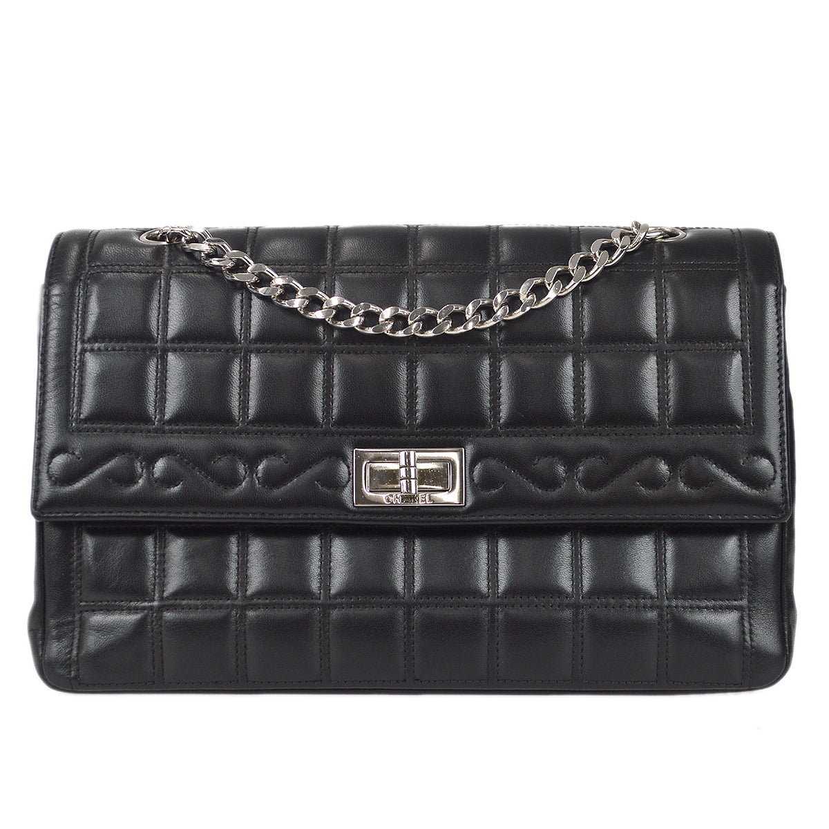Luxury Chanel 2000-2001 Black Lambskin Medium Mademoiselle Lock Straight Flap