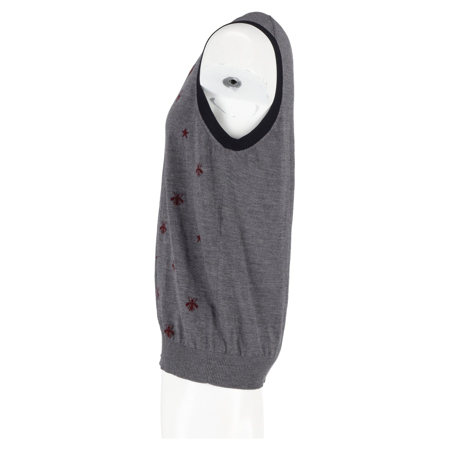 Gucci Bee & Star Sweater Vest in Grey Wool