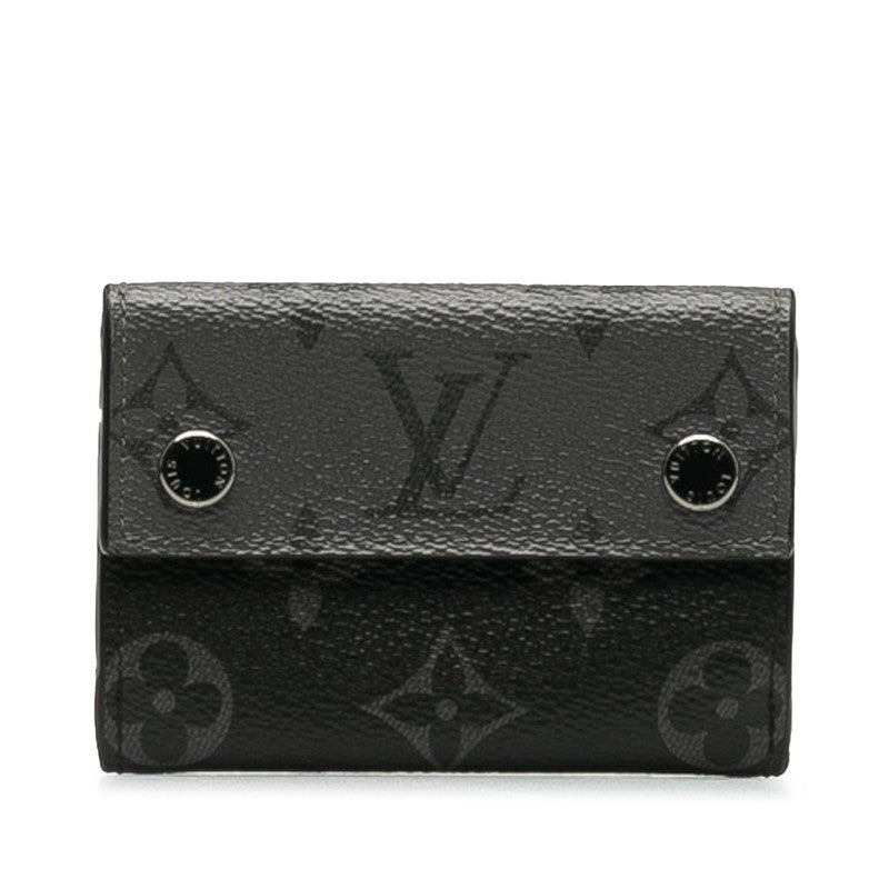 Louis Vuitton Monogram Discovery Three Folded Wallet M67630 Black PVC Leather Men Louis Vuitton