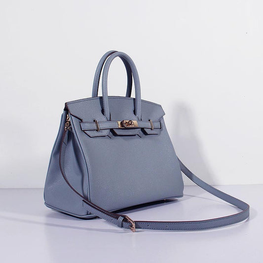 Luxury Hermes 30cm Birkin Bag Epsom Leather with Strap Blue Lin Gold