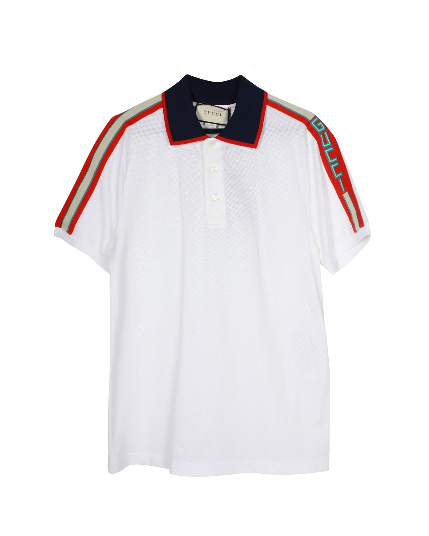 Gucci Polo with Logo Stripe in White Cotton
