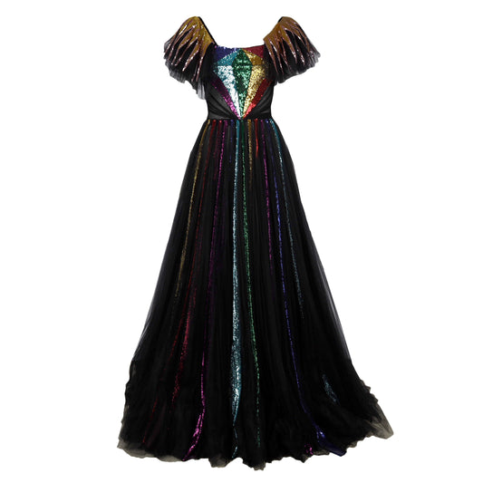 Luxury Gucci Trending 2025 Embroidered Sequin Tulle Gown - '10s