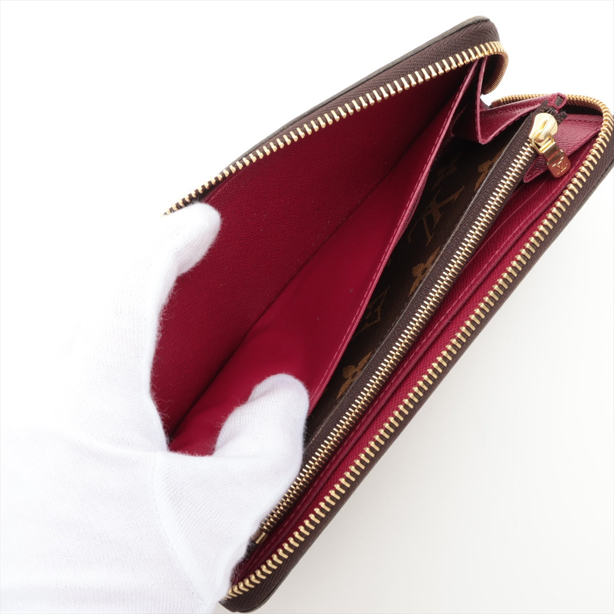 Louis Vuitton Monogram Portefolio Claimance M60742 Fuchsia Pink Round  Wallet