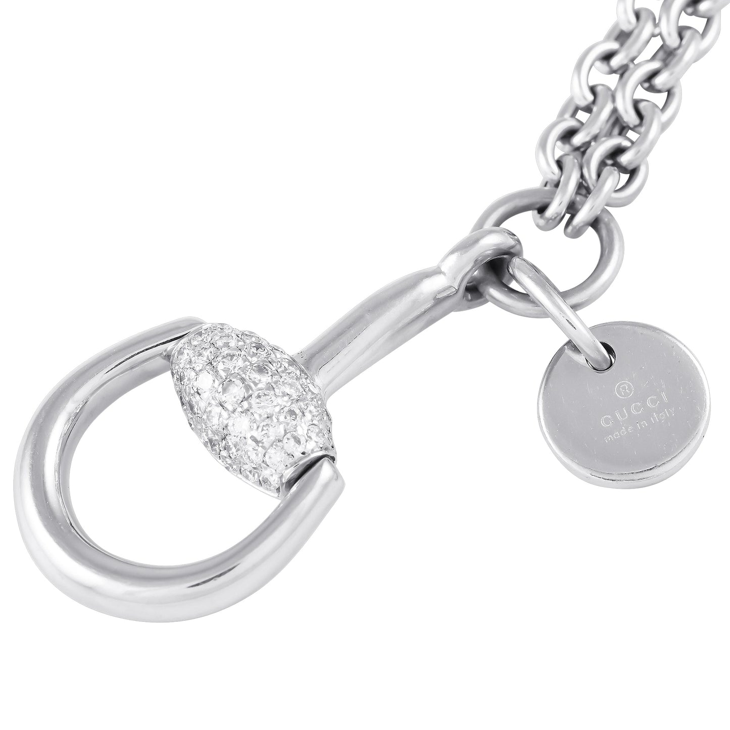 Luxury Gucci Trending 2025 Horsebit 18K White Gold 0.40ct Diamond Necklace GU01-082924