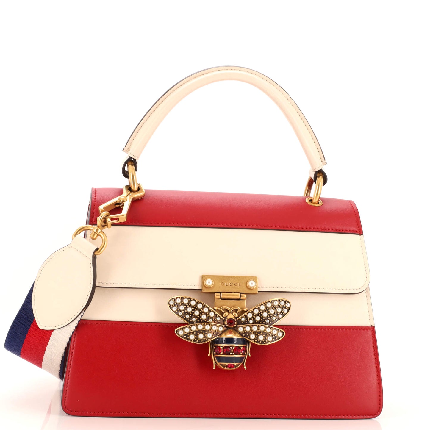 Luxury Gucci Trending 2025 Queen Margaret Top Handle Bag Colorblock Leather Small