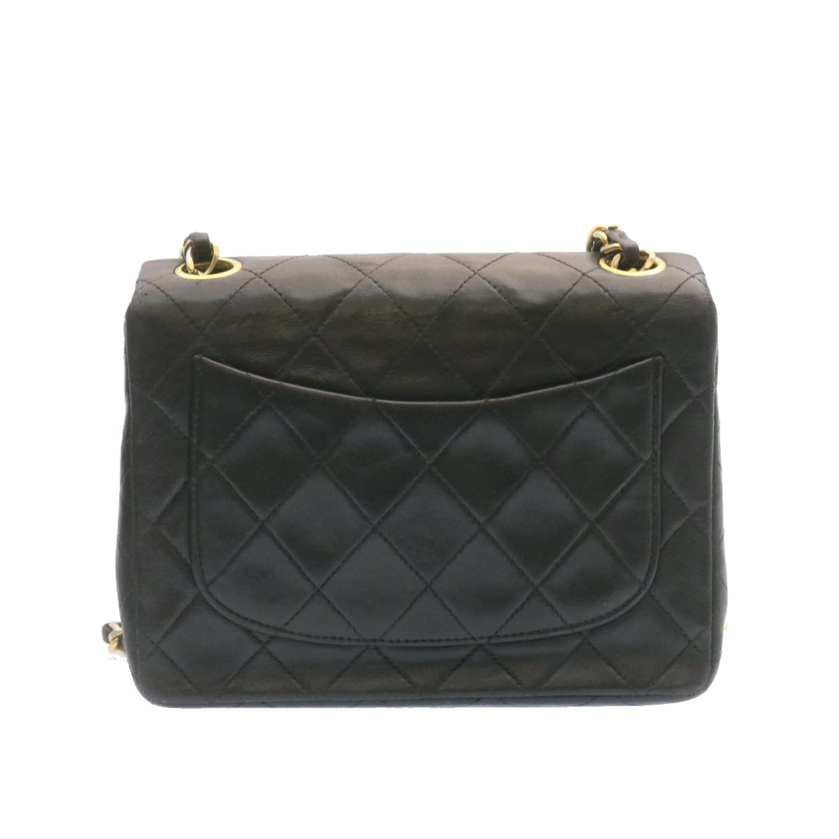 CHANEL Lamb Skin Matelasse Chain Flap Shoulder Bag Black CC  25502A