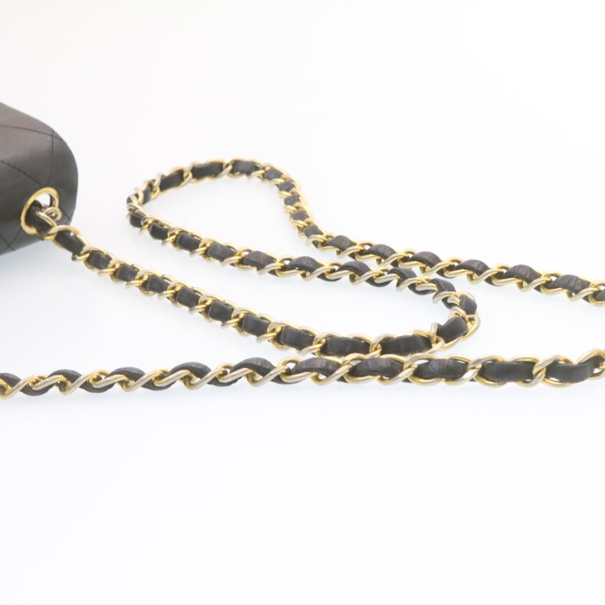 CHANEL Lamb Skin Matelasse Chain Flap Shoulder Bag Black CC  25502A