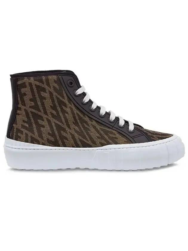 Luxury Fendi FF Logo High Top Sneakers Brown