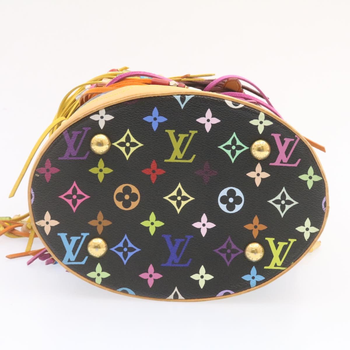 LOUIS VUITTON Monogram Multicolor Bucket Frange ToteBag Black M40110 25649S