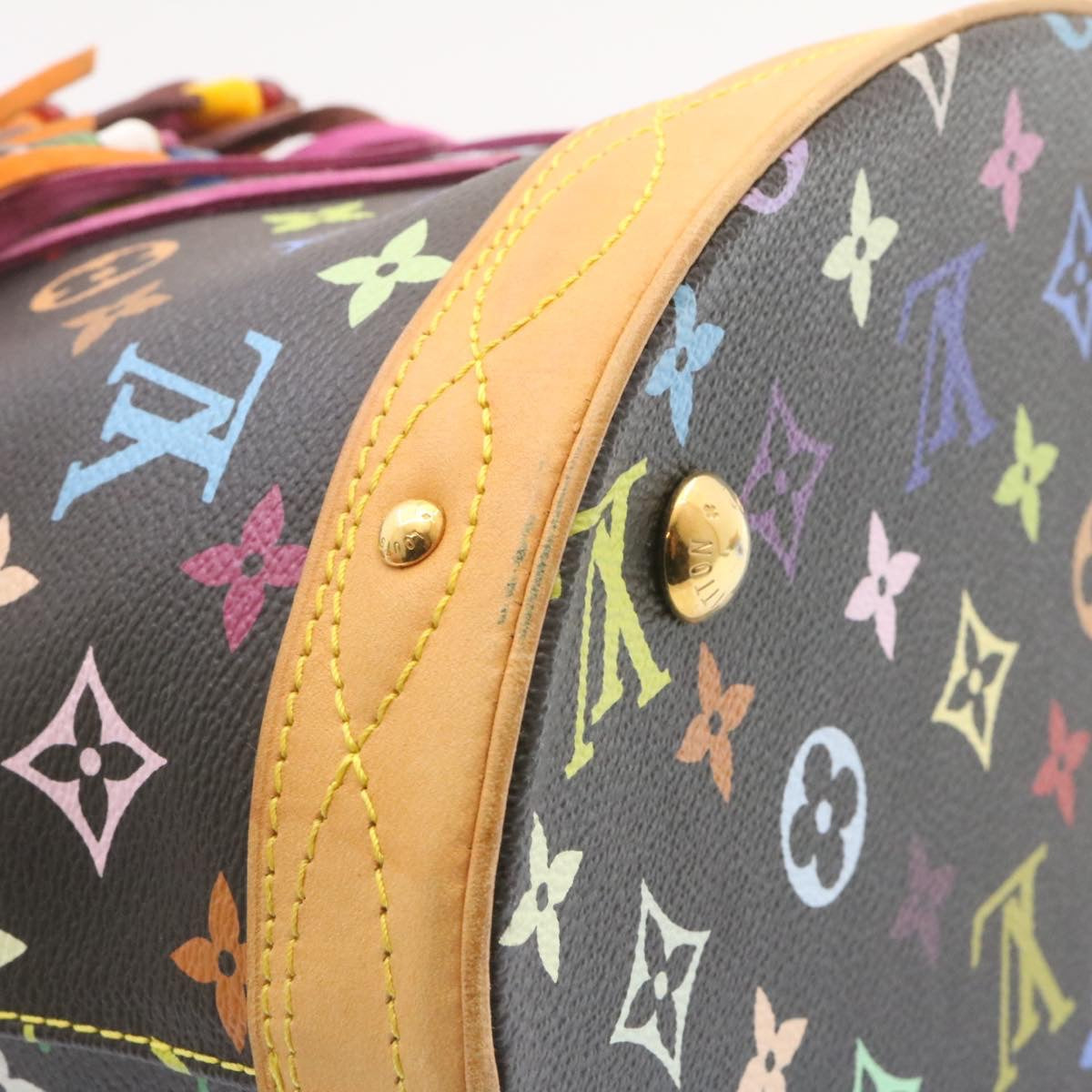 LOUIS VUITTON Monogram Multicolor Bucket Frange ToteBag Black M40110 25649S