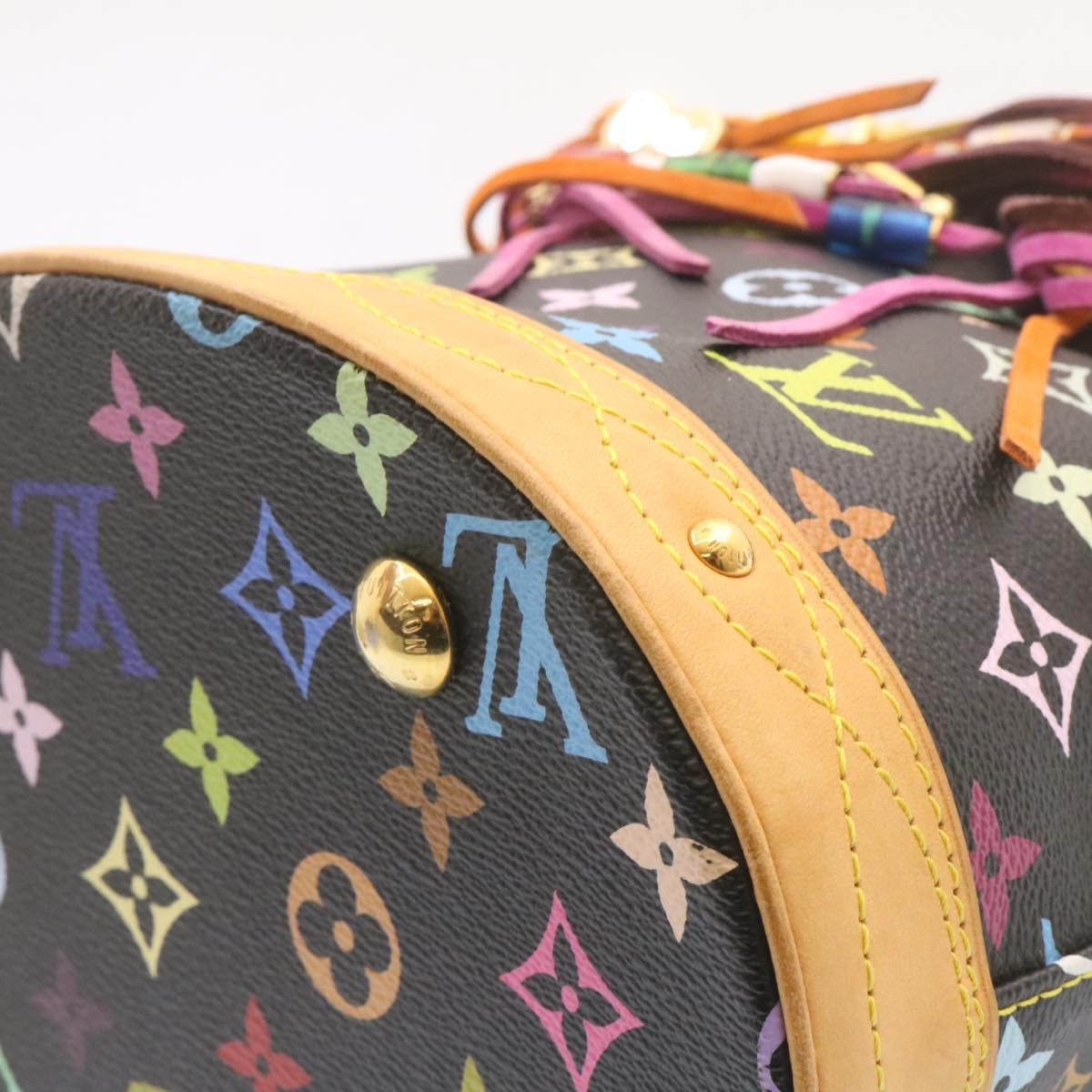 LOUIS VUITTON Monogram Multicolor Bucket Frange ToteBag Black M40110 25649S