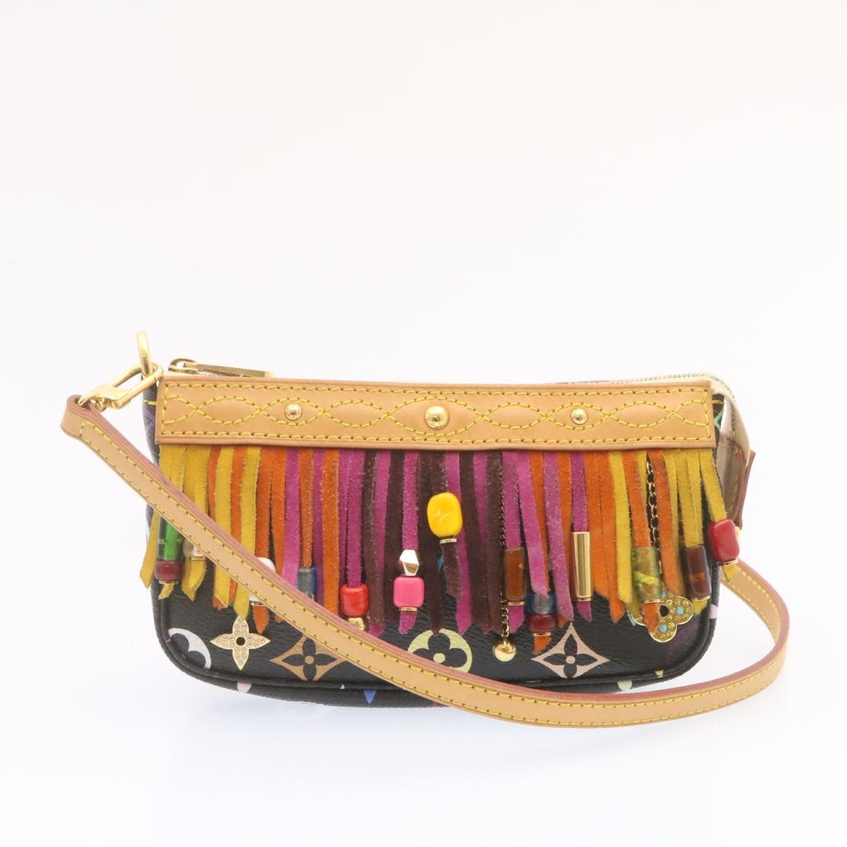 LOUIS VUITTON Monogram Multicolor Bucket Frange ToteBag Black M40110 25649S