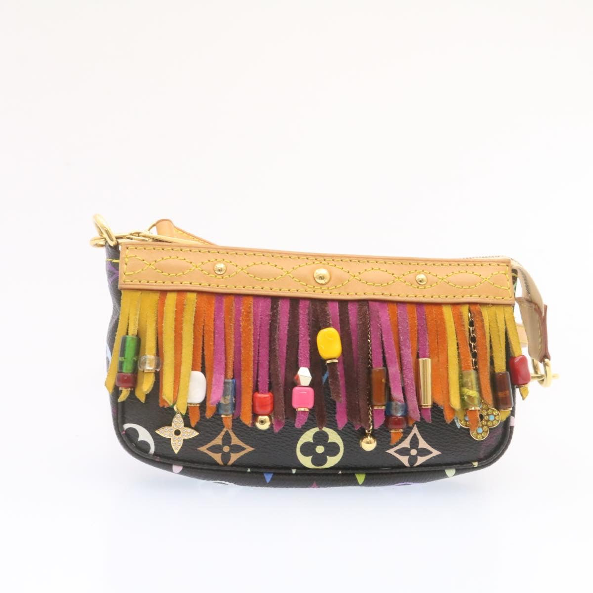 LOUIS VUITTON Monogram Multicolor Bucket Frange ToteBag Black M40110 25649S