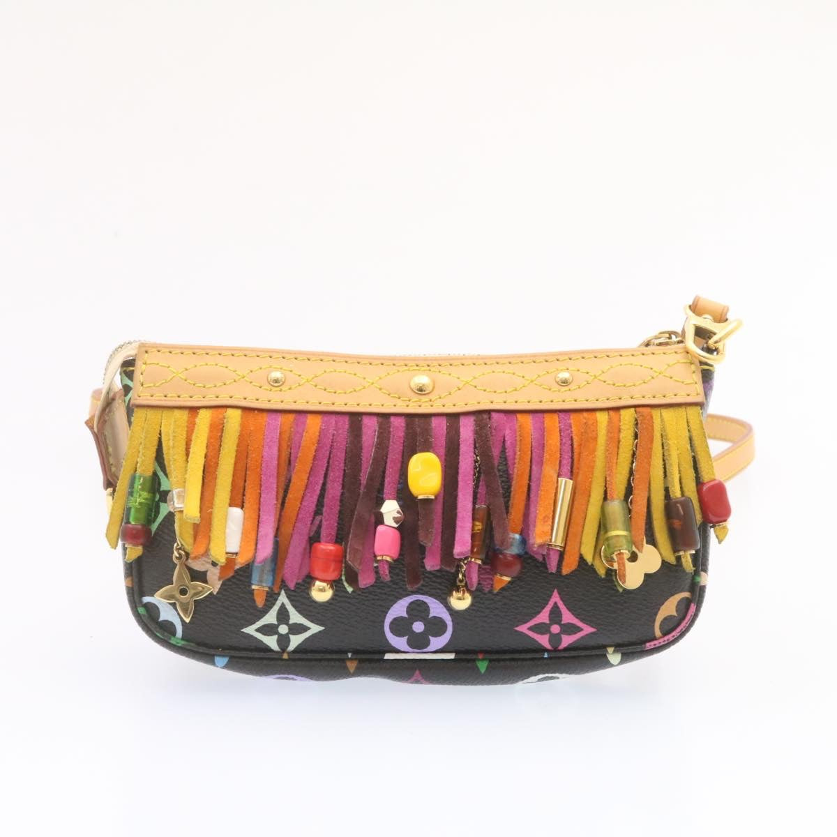 LOUIS VUITTON Monogram Multicolor Bucket Frange ToteBag Black M40110 25649S